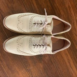 Cole Haan wingtip white suede shoes